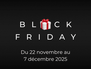 Visuel Black Friday Golf Up sur fond noir avec dates de l’événement du 22 novembre au 7 décembre